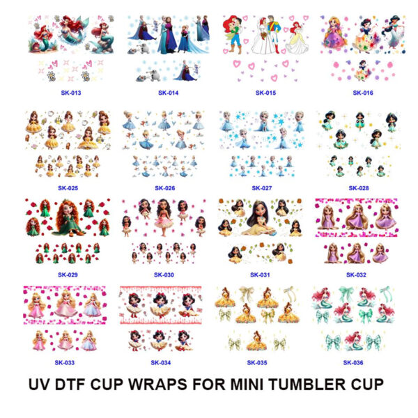 Wholesale 8pcs Watercolor Fairytale Maiden Heart Snow Rose Bow Mixed Decor Mini Cup Keychain Sticker OLY Exclusive