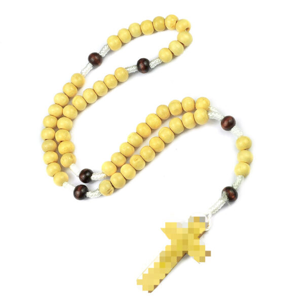 Wholesale Fashion Wooden Rosary Bracelet 8mm with Cross Engraved Hand Held Resale Jewelry Accessory