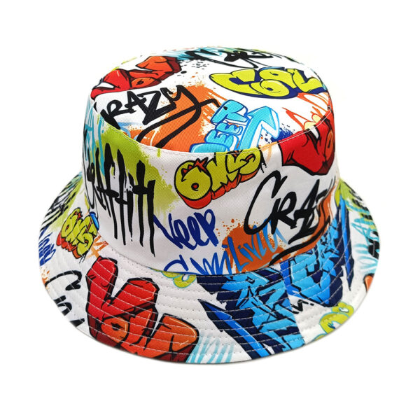 oly-9d6638add6d7d2d32c2f4010554b0ee6 Wholesale Reversible Graffiti Letter Bucket Hat Sun Protection Unisex Casual