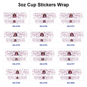 Wholesale 8pcs Zodiac Pink Cartoon Girl Print 3oz Cup Stickers Wrap