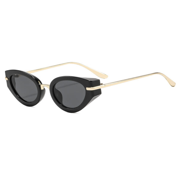 oly-9d7bf7ada8c8bb5cba3b77a275d05abd Wholesale Trendy Cat Eye Retro Oval Sunglasses UV400 Black Frame Gray Lens for Everyday Wear