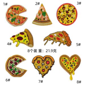 Pizza food and play cloth stickers (8)