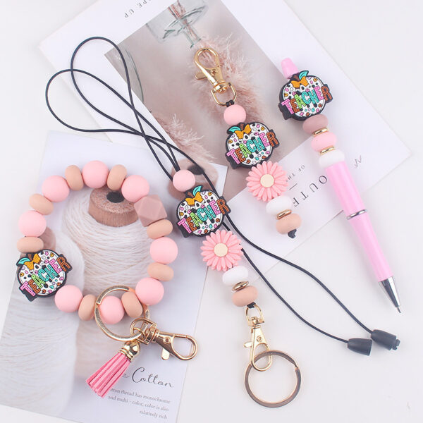 Wholesale Silicone Keychain Wristlet Creative DIY Teacher's Day Gift Boutique Resale