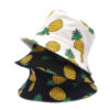 oly-9ddccf2060692ee9feb2589e8821bea9 Wholesale Cotton Pineapple Print Double Sided Fisherman Hat Sunscreen Wide Brim Fashion Accessory for Travel