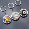 Wholesale Metal Sports Keychain Set Football Basketball Tennis Volleyball Rotating Key Ring Game Souvenir Car Key Accessory