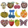 Wholesale Modern Glitter Fruit Patches Gold Edge Plaid Embroidery Polyester Thread Fashion Accessory for DIY Clothing