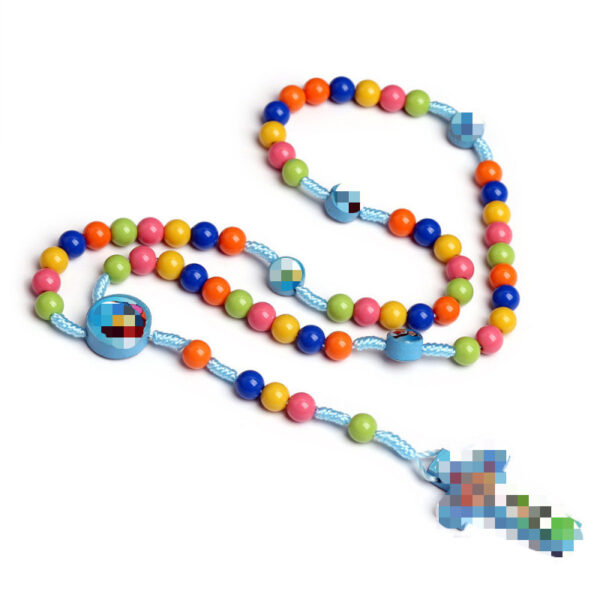 oly-9e1778bfb04154bc77a777b4ff663817 Wholesale Cartoon Cross Rosary Necklace for Kids Handmade Plastic Resin Jewelry Accessory Gift