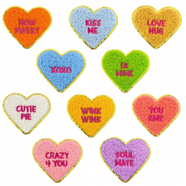 oly-9e1cb02b1ab866c18342a529154685a3 Wholesale Cartoon English Love Embroidered Patch Gold Edge Decorative Accent Gift