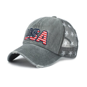 Embroidered flag USA Gray / Adjustable