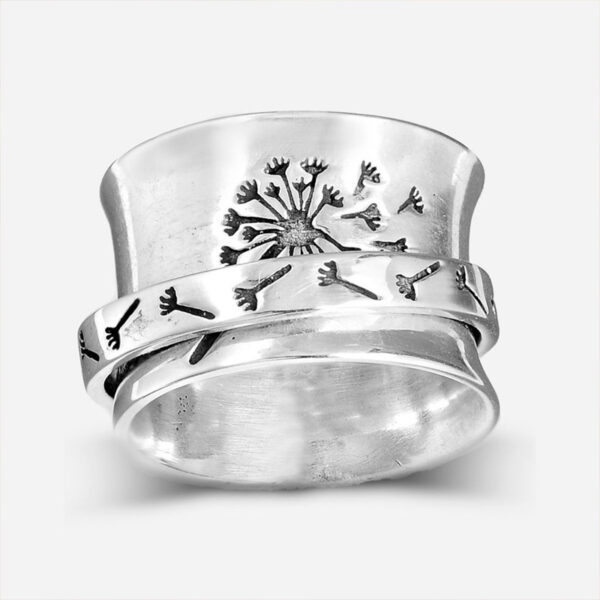 oly-9e4e2e1d12d4cede832ceef040e34ed6 Wholesale Alloy Vintage Dandelion Rotatable Ring - Chic Floral Design for Everyday Wear