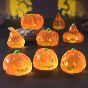 Wholesale Halloween Glowing Pumpkin Resin Craft DIY Desktop Decor Figurine Gift Home Decor Resale