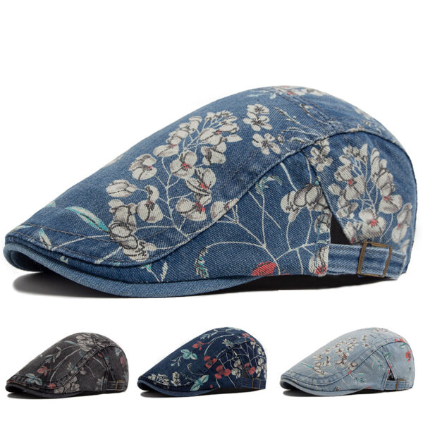 Wholesale Washed Denim Beret Cap Breathable Adjustable Wide Brim Vintage Hat for Men Women