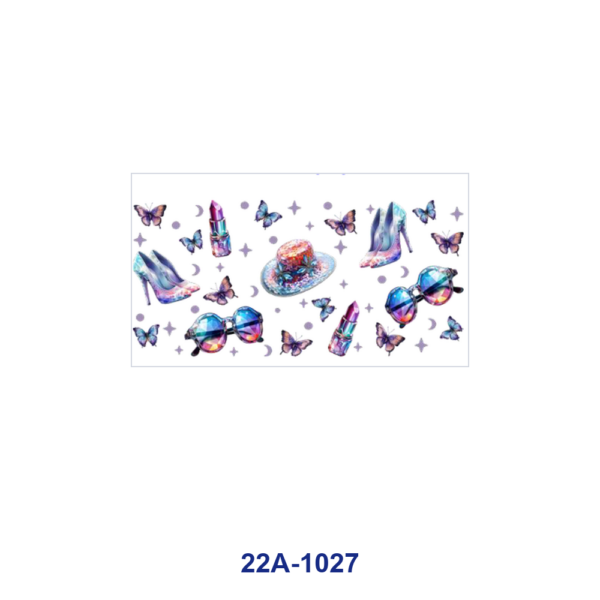 oly-9ee15ce9a3b98d116ffc6e5049902f68 Wholesale 5pcs Holographic Dreamy Sneaker Dress High Heel Handbag Crystal Lipstick Butterfly Hat Sunglass Mixed Decor Prints 16oz Cup UV DTF Wrap