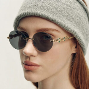 Wholesale Gold Rimless Y2K Sunglasses Retro Hip Hop Party Gift