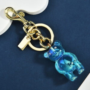 Colorful bear bag pendant blue