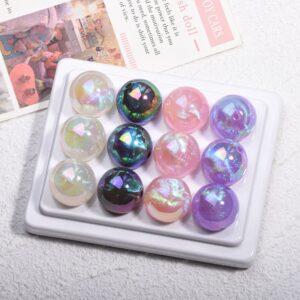 oly-9f1e3c231cf2c7fbb3b32806e3aeb365 Wholesale Acrylic Electroplated Round Loose Beads with Fine Shimmer Blue for DIY Jewelry and Craft Projects