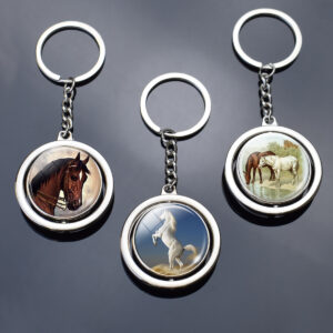oly-9f3406fd9c1041b1367dcc948fe84aeb Wholesale Metal Horse Keychain Stress Relief Rotating Key Ring Gift Boutique Resale Car Key Accessory