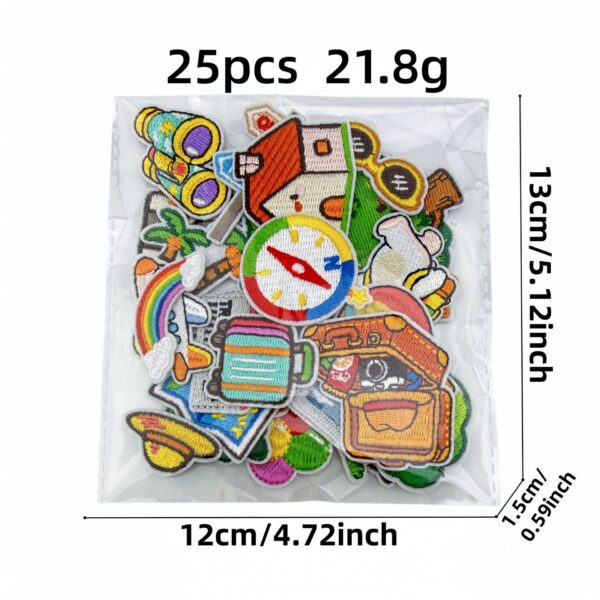 Wholesale 25pcs Travel Theme Embroidered Iron-on Patch Set for Luggage DIY Accessory