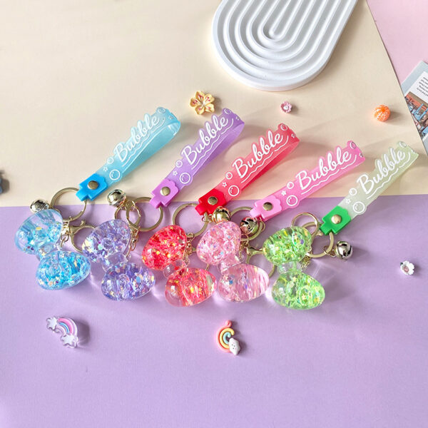 oly-9f59f83ce46cb86ea7e6ea46617d1ffe Wholesale Luminous Bow Bubble Bead Keychain Acrylic Car Key Accessory Gift
