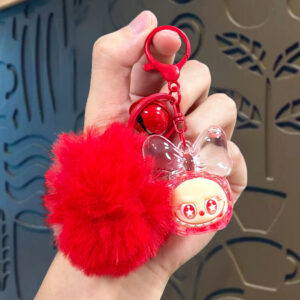 Oil-activated glow-in-the-dark pom pom beads - red