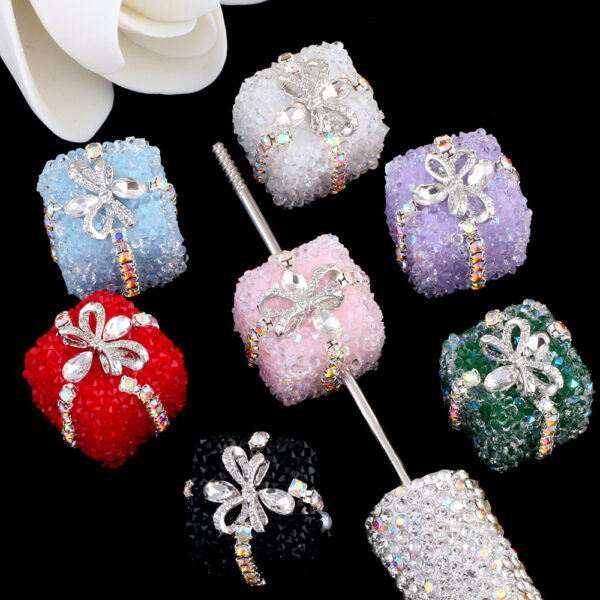 oly-9f79e8659cb1d1feb699e3d3a6bb38b5 Wholesale Electroplated Plastic Resin DIY Phone Chain Key Chain Beads Purple Bow Christmas Sugar Diamond Ball Gift Decorative Accessory