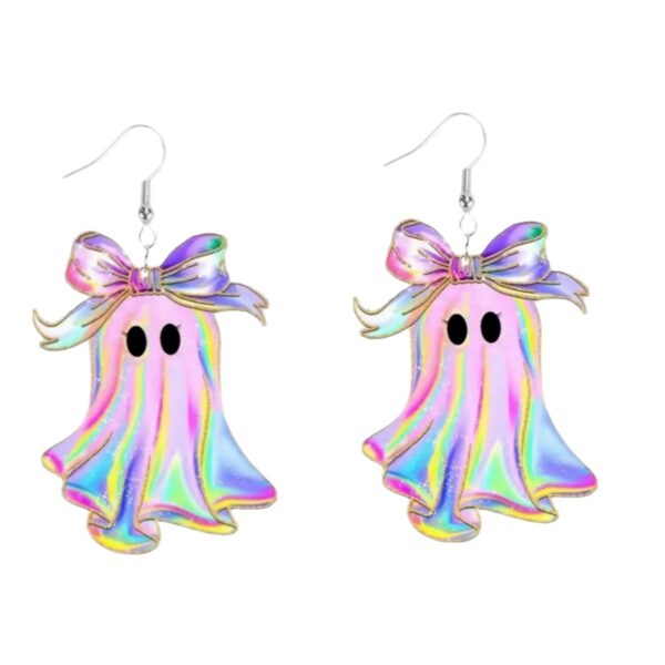 Wholesale Hot-Selling Halloween Colorful Ghost Acrylic Earrings Quirky Niche Design Creative Earrings Ghost Ear Accessories