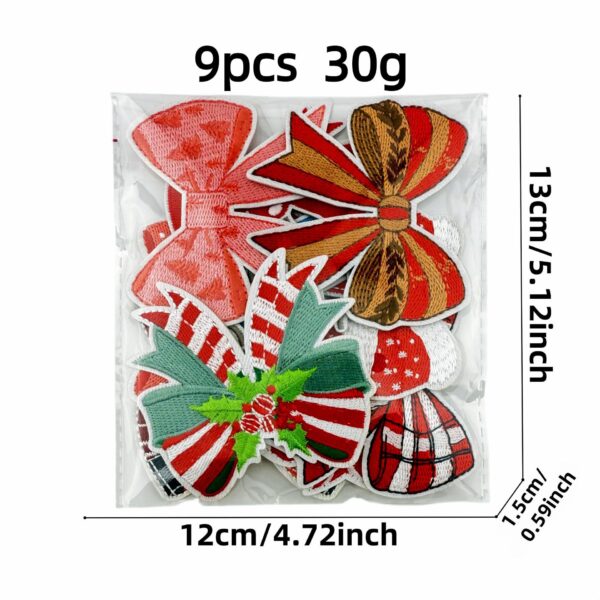 oly-9fc26a97688fafc19e057b055597b7ef Wholesale Christmas Cartoon Bow Polyester Embroidery Iron-On Patch Decorative Accent Gift Boutique Fashion Accessory