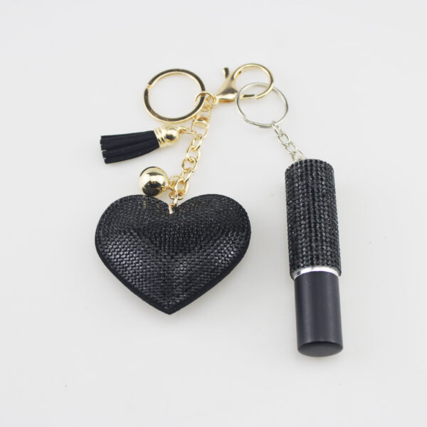 Wholesale Zinc Alloy Rhinestone Heart 5ml Perfume Keychain Bottle Bag Charm Accessory