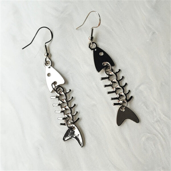 Wholesale Trendy Fishbone Fish Spine Necklace Set Ancient Silver Zinc Alloy Fashion Accessory