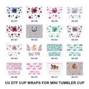Wholesale 8pcs Multicolor Rose Horse Leopard Print Bow Floral Decor Mini Cup Keychain Sticker