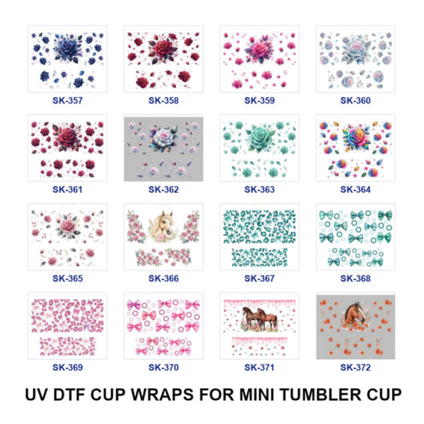 Wholesale 8pcs Multicolor Rose Horse Leopard Print Bow Floral Decor Mini Cup Keychain Sticker