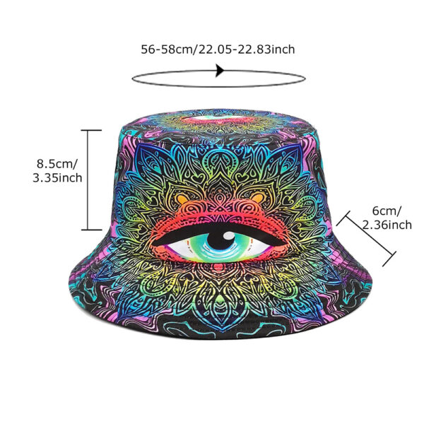 Wholesale Fashion Print Fisherman Hat with Eyes Blue Pattern Sun Protection Outdoor Cap
