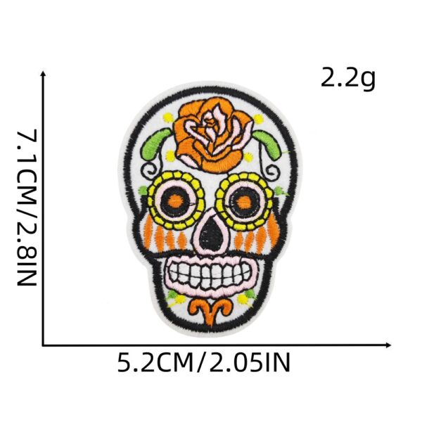 Wholesale Polyester Thread Iron-On Cloth Sticker Green Skull Design for Baggage Fashion Accessory