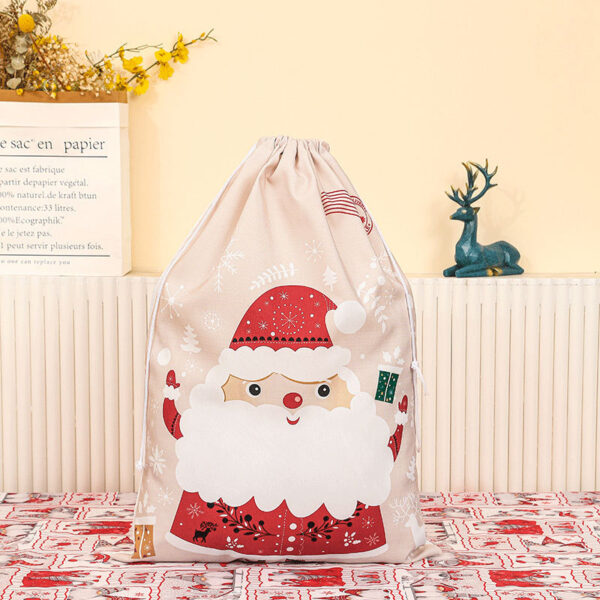 oly-a0799ba686d24d9ca22b11392a643512 Wholesale Christmas Santa Canvas Drawstring Gift Bag – Holiday Party Decorative Bag for Resale