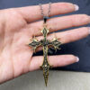 Wholesale Gothic Thorn Cross Pendant Necklace Vintage Silver Hip Hop Punk Jewelry Accessory