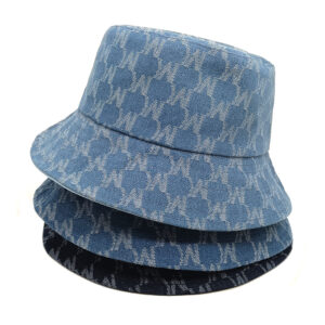 Wholesale Trendy Letter Pattern Denim Bucket Hat Sun Protection Foldable Resale
