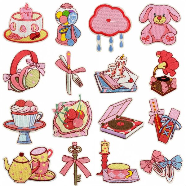 oly-a0b5cff5c5eb8f8e6b3a59d715f3e778 Wholesale Polyester Cartoon Embroidery Patches Pink Anime Design for DIY Clothing Accessories