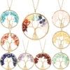 Wholesale Handmade Tree of Life Necklace Gold Tone Natural Crystal Chips Boutique Jewelry Gift