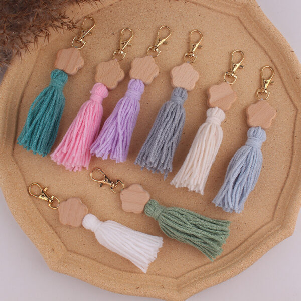 oly-a1146f13242a0e516374882ee608da1d Wholesale Bohemian Style Beaded Tassel Keychain Dark Green Fashion Accessory for Bag Decoration Gift Idea
