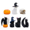 Wholesale Resin Black White Twin Cat Figurine for Halloween Car Desktop Decor