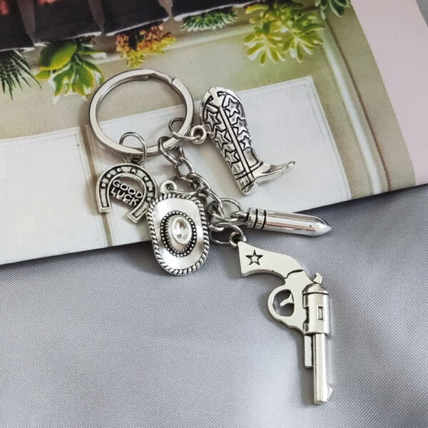 oly-a1741b2339b7c6fed7eff285afeea48b Wholesale Western Cowboy Keychain with Hat and Boots Silver Alloy Fashion Accessory for Key or Bag