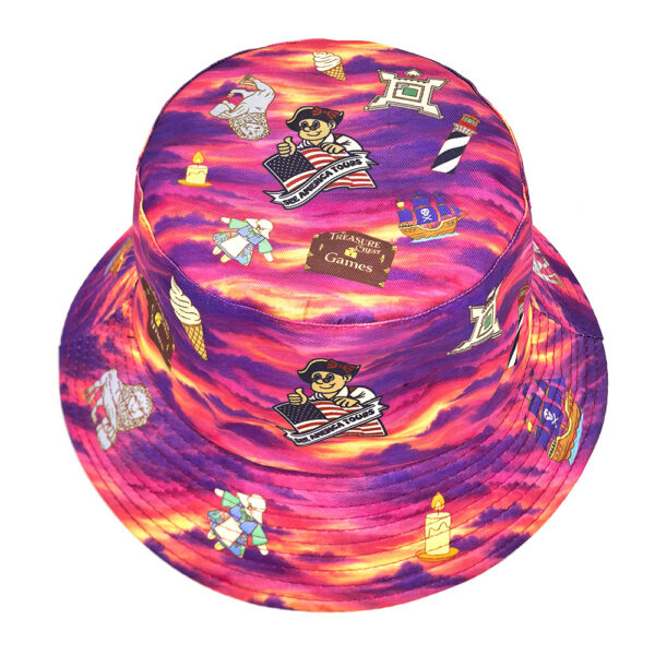 Wholesale Stylish Cartoon Print Bucket Hat Tie Dye Sun Protection Fashion Accessory for Resale