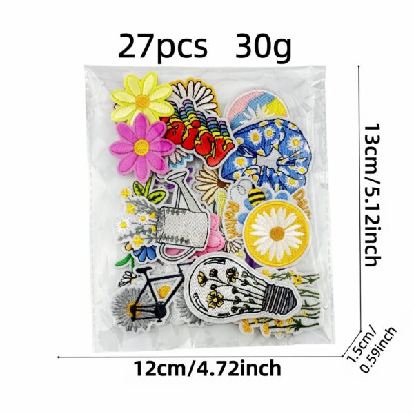 Wholesale Trendy Cartoon Embroidered Patch Colorful Flower Cloth Sticker for Clothing Decoration