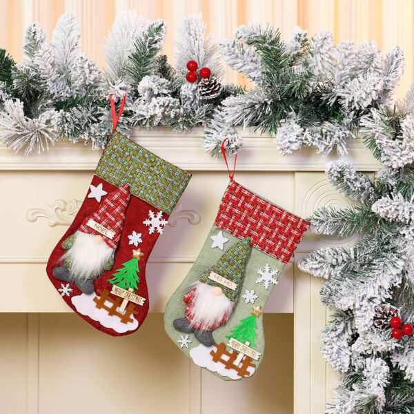 Wholesale Korean Style Large Christmas Stocking with Plush Polyester Candy Bag for Holiday Home Decor