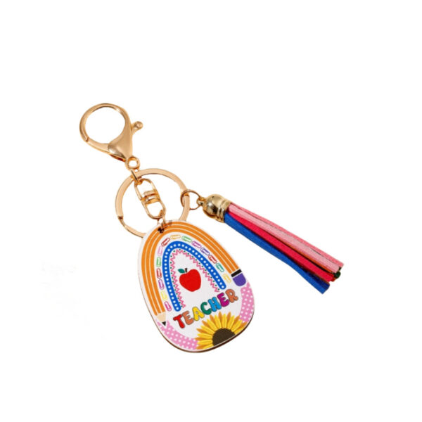 Wholesale Rainbow Wooden Sign Keychain with Tassel Chic Bag Charm Gift for Weddings