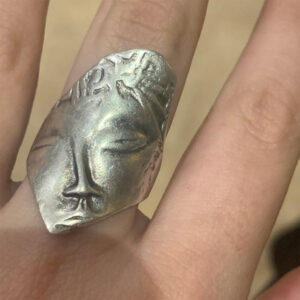 Wholesale Silver Alloy Abstract Face Ring Unisex Geometric Design Fashion Accessory Boutique Gift