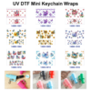 Wholesale 2/4/8pcs Watercolor Butterfly Floral Print Mini Cup Keychain Sticker