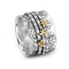 oly-a1d5c044d5d50b4987a99b4182d55500 Wholesale European American Style Wide Band Double Color Bee Flower Ring Alloy Wedding Gift