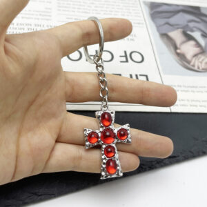 Wholesale Punk Gothic Red Cross Pendant Keychain Bag Charm Car Key Accessory