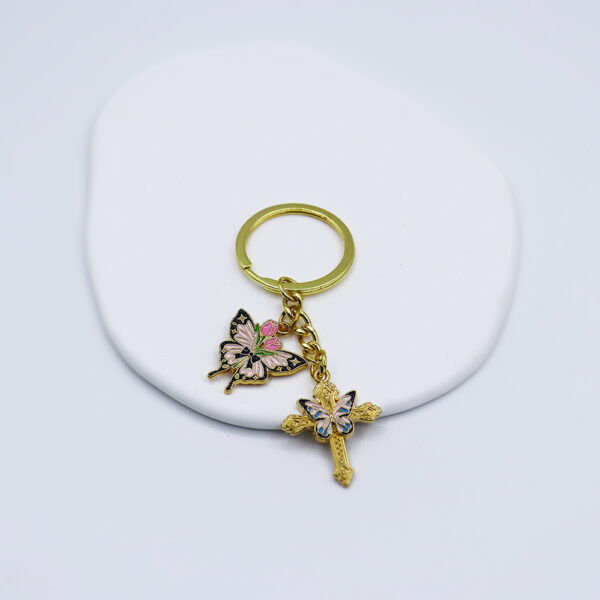 oly-a1fa44f28a7cbb257f11ced43139c521 Wholesale European Style Cross Butterfly Keychain Pendant Decorative Bag Charm Car Key Accessory Gift